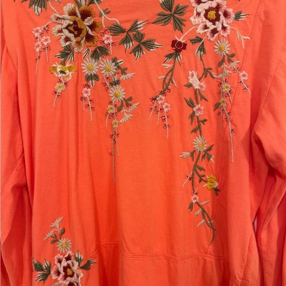 Johnny Was Acacia Seamed Relaxed Long Sleeve Tee Orange M - Picture 4 of 10